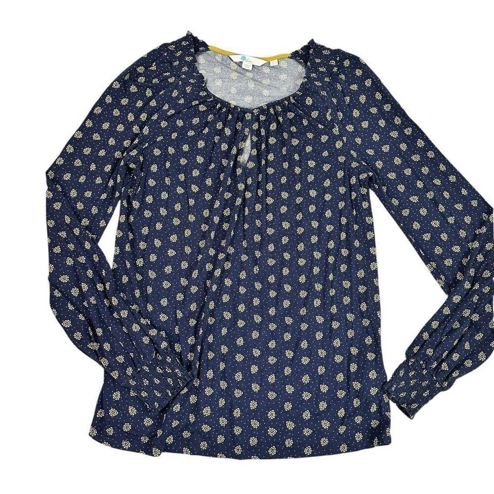 Boden size 6 Vicky Long Sleeve Jersey Knit Top Keyhole